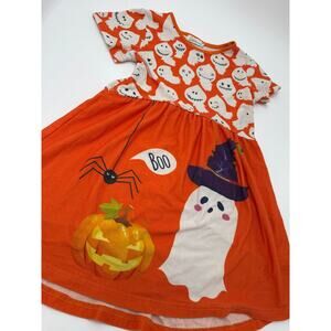 Sunshine Swing | Girls Halloween Dress | Size 5 | Orange Ghost Print
